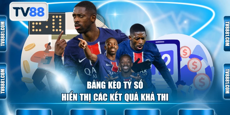 Bảng kèo tỷ số hiển thị các kết quả khả thi